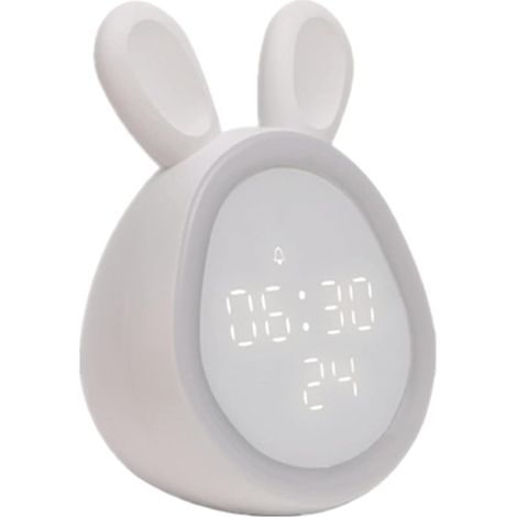 ZOLGINAH Réveil lumineux pour enfant - Sans tic-tac - Mignon - Réveil pour enfant - Fonction snooze - Veilleuse programmée - Réveil LED pour fille et garçon - Blanc (1/5)