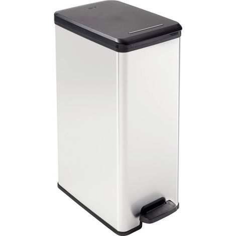 Curver – Poubelle à pédale 40L – Gain de place pour espaces confinés – Dimensions 40 x 25 x 61 cm – Gris métallisé (1/10)