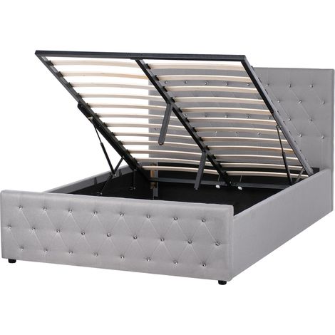 Ottoman Bed Fabric AMIENS 140 x 200 cm (EU Double) Light Grey