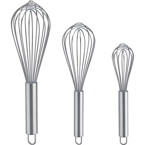 Fouet - Acier Inoxydable - 8 Pouces 10 Pouces 12 Pouces - Jeu de 3 Fouets Ballon pour Mélange, Battage, Fouettage et Remuage - Cuisine Maison et Professionnelle (1/5)