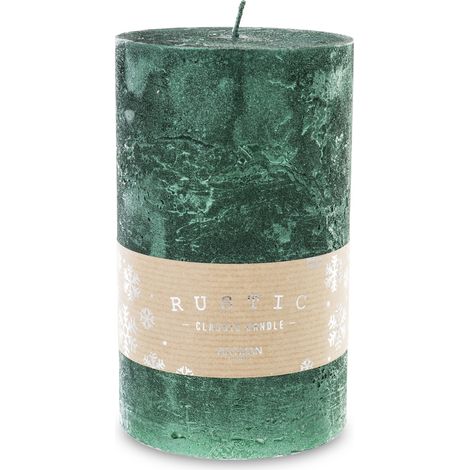 Grüne Paraffin-Weihnachtskerze 15x9x9 cm Rustikal (1/5)