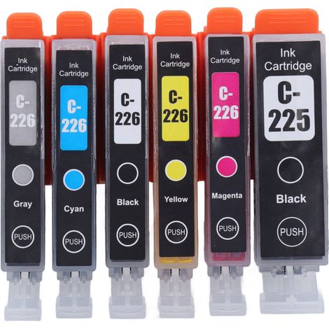 Cartouche d'encre couleur, sortie fluide, boîtier ABS, remplacement pour PIXMA IX6520 IP4820 IP4920, 6 teintes : noir, noir, cyan, magenta, jaune, gris (1/5)