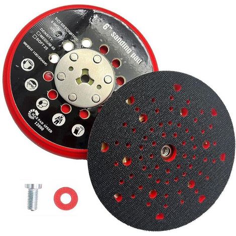 Disque de Ponçage 150mm, Plateau Ponceuse, Plateau de Poncage, Plateau Ponceus Multihole Compatible Ponceuses Electriques pour Bosch RSM6045, GEX 34-150, GEX 40-150, avec Vis et Joint Rouge (1/5)