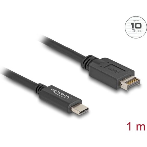 Delock Cable USB 10 Gbps Key USB Tipo-E A 20 pines macho a USB Type-Câ¢ macho 1 m