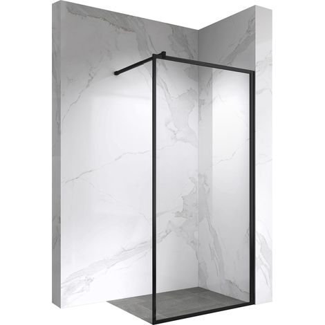 LUCIA Paroi de douche à l'Italienne noire 90 x 200 cm, verre 8mm transparent, anticalcaire (1/5)
