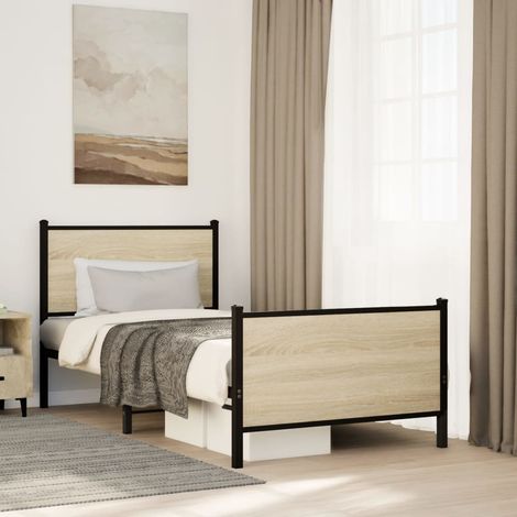vidaXL Metal Bed Frame without Mattress Sonoma Oak 90x190 cm (1/5)