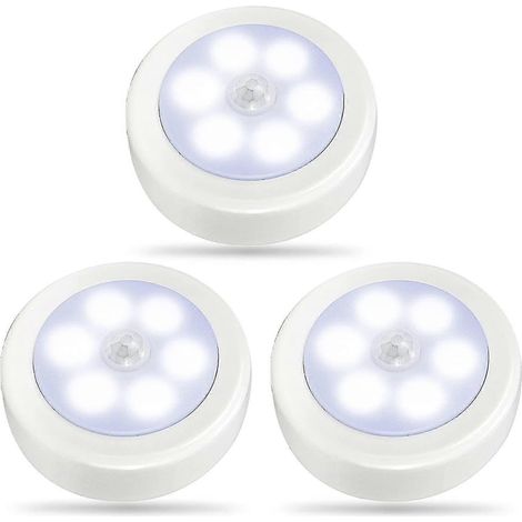 Lot de 3 lampes d'intérieur à détecteur de mouvement, lampes LED pour placard, veilleuse à piles, lampe de meuble à piles, bâton lumineux mural sans fil (1/5)