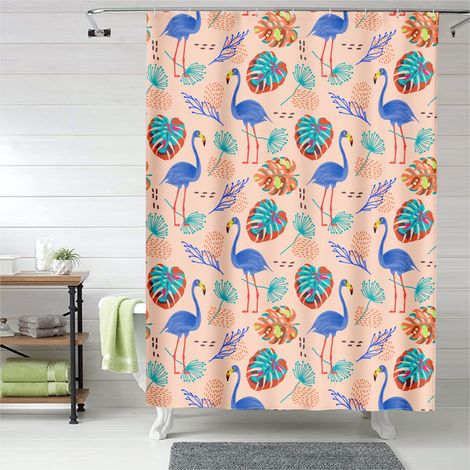 Rideau de douche flamant rose artistique, rideau salle de bain imperméable, 90x180 cm (1/5)