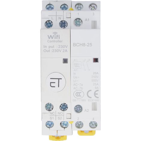 Contacteur intelligent WiFi 2NO pour la maison, basse tension, avec télécommande, AC230V20A (1/5)