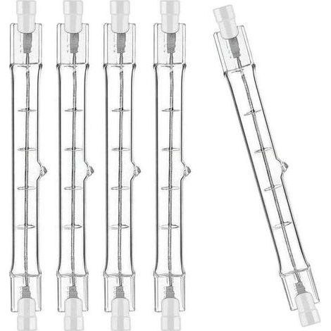 5er-Pack R7S Halogenlampe 118mm 300W 230V, R7S Halogenstab 118mm, dimmbare R7S-Halogenlampe mit Stab für Baustrahler, Landschaftsbeleuchtung für Arbeitsbereiche, Wohnzimmerbeleuchtung (1/4)