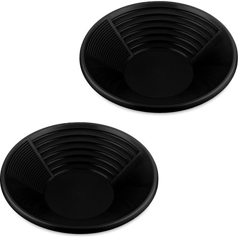 Relaxdays Set 2 Setacci per Oro, Kit Metal Detector Cerca Metallo, Batea Fiume, Gold Pan HxD: 8 x 38 cm, Plastica, Nero