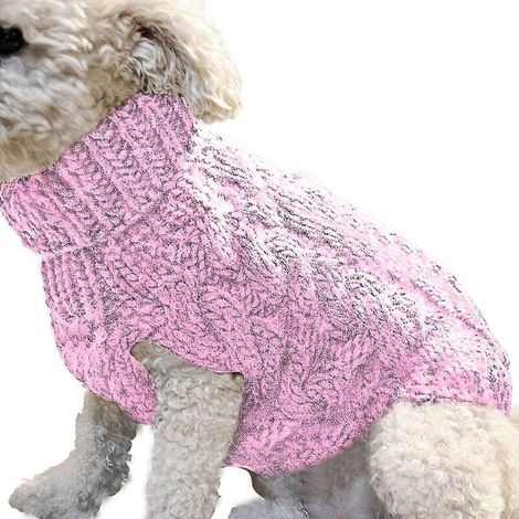 Hundeweste, warmer Mantel, weicher Winterpullover aus Strickwolle für Haustiere – Größe M – Rosa (1/5)