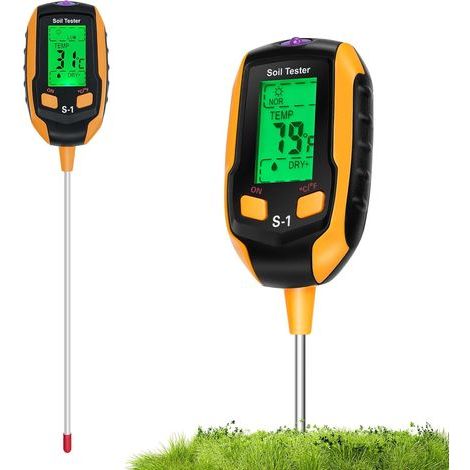 Testeur de Sol 4en1,Humidimètre Plantes avec Plantes/Humidité du Sol/pH/Luminosité du Soleil/Humidité Ambiante (1/5)