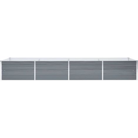 INLIFE Lit surélevé de jardin Acier galvanisé 320x80x45 cm Gris (1/5)