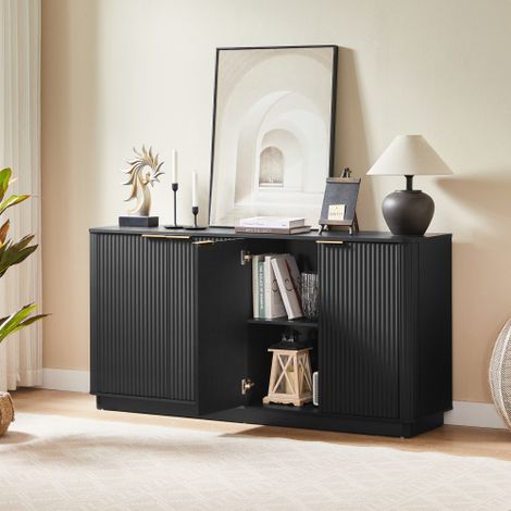 Buffet de rangement moderne avec ouverture par simple pression, charnières à fermeture progressive et fixation murale anti-basculement – Commode de chambre (1/5)