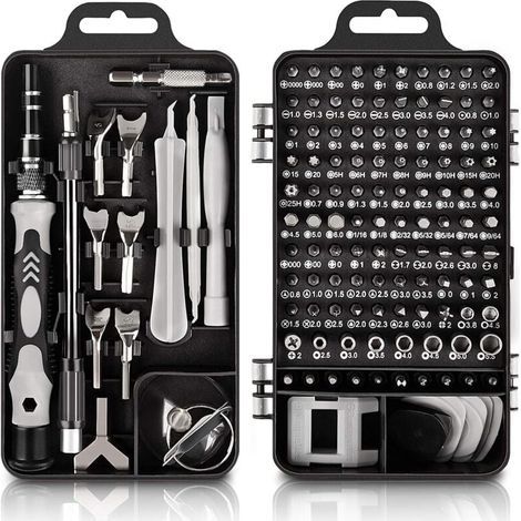 Juego de destornilladores de precisión 135 en 1, herramienta de reparación con kit magnético para ordenadores (1/4)
