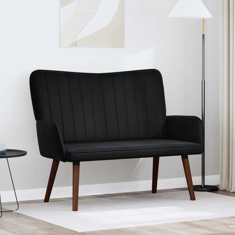 Canapé 2 places en velours noir, structure métal et bois, 115 x 61 x 87 cm, 15.87kg - PANGIVO (1/5)