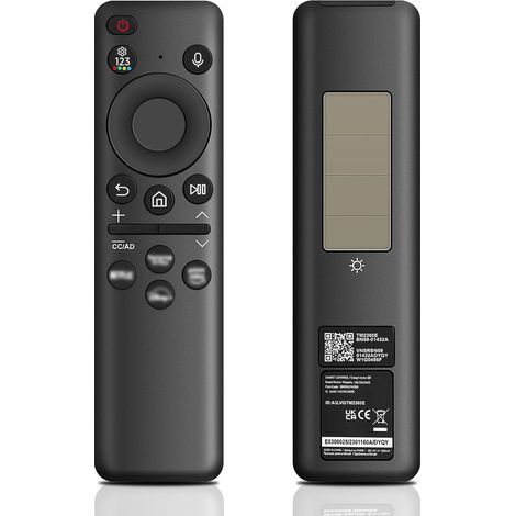 Télécommande de remplacement Samsung BN59-01432A, télécommande vocale solaire universelle pour Smart TV Samsung avec 4 touches de raccourci, noire (1/5)