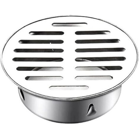 Pair Siphon de Sol en Acier Inoxydable 110mm - Siphon Anti-Blocage pour Balcon et Salle de Bain - Couvercle Rond, Siphon Haute Qualité (1/4)