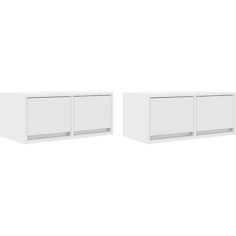 vidaXL Mobili TV a Parete 2pz Bianchi 60x31x25,5 cm Legno Multistrato (1/5)