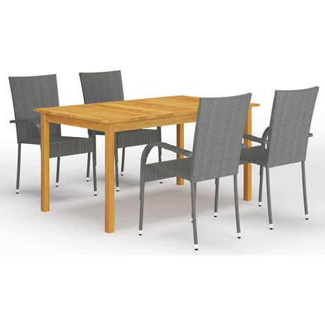 vidaXL Juego de comedor para jardín 5 piezas gris (1/5)