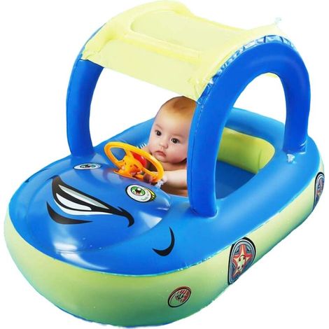Aufblasbares Babyboot – mit Sonnendach – Kleinkindersitz – Schwimmring – 53 x 81 x 58 cm – 1 Stück (1/5)