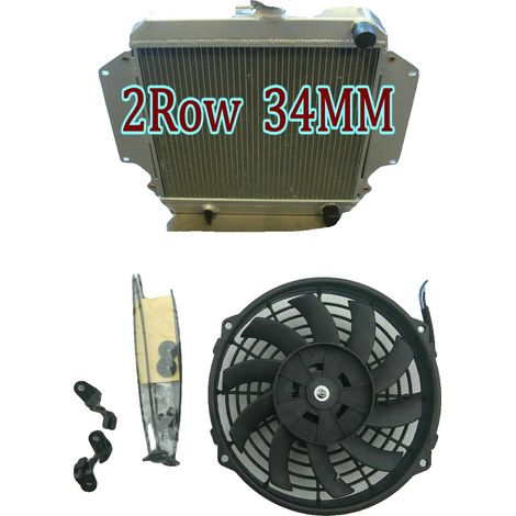 Radiador de aleación de aluminio, tamaño del núcleo 385 mm x 350 mm x 34 mm, tamaño total 515 mm x 469 mm x 74 mm, entrada/salida 28 mm/28 mm, compatibilidad con Suzuki Sierra de 2 puertas con techo b (1/5)