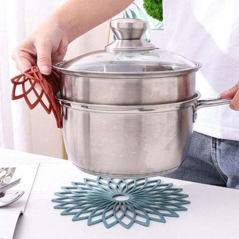 Sous-Plat En Silicone - Antidérapant Isotherme Flexible - Pour Casseroles Poêles Assiettes Verres Bols Vases - Diamètre 19 cm - Lot De 8 (1/4)