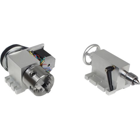 Mandril de 4º eje, contrapunto, compatible con fresadoras CNC, 3 mordazas K11-80 mm (1/2)