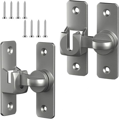 Loquet Porte Coulissante 90/180° – Verrou Porte Coulissante en Aluminium, Loquet Porte Intérieure avec 8 Vis, Serrure Porte Coulissante pour Salle de Bain, WC, Chambre (1/5)