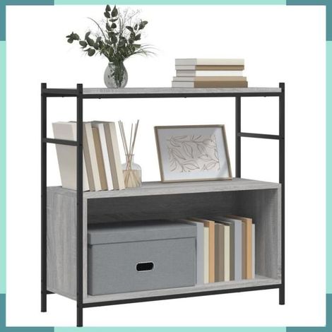 832796 Bibliothèque sonoma gris 80x30x78,5 cm bois d'ingénierie et fer (1/5)