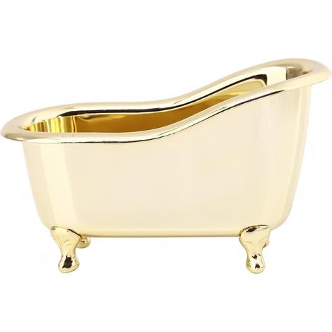 Porte-savon créatif pour baignoire, tube en plastique décoratif, boîte à savon, porte-savon de douche, plateau à savon multifonctionnel, 12 x 6 x 7 cm, doré (1/5)