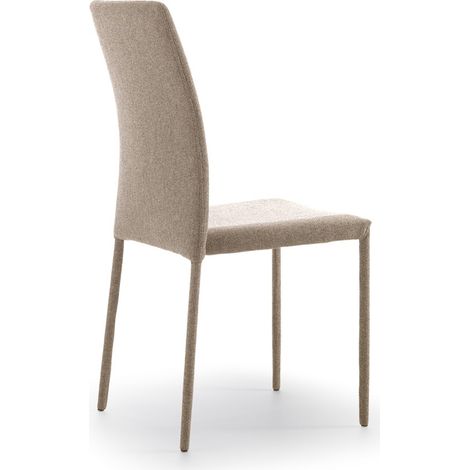 Sedia Leda Design Moderno in Tessuto Easy-Clean Beige - Struttura in Metallo Rivestito - Seduta Elegante per Sala da Pranzo - OM/502 (1/5)
