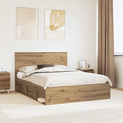 Estructura de cama con cabecera Roble Artesanal 150 x 200 cm