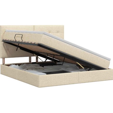 Maison Exclusive - Letto con contenitore e materasso Crema 140 x 200 cm Tessuto (1/5)