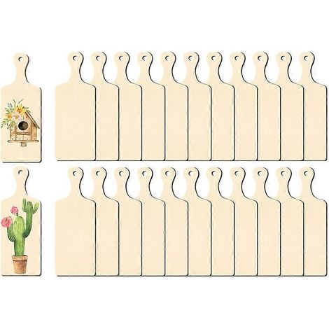 24 pièces bois mini planche à découper poignée unfinished craft mini charcuterie boards paddle blank petit chopping (1/5)