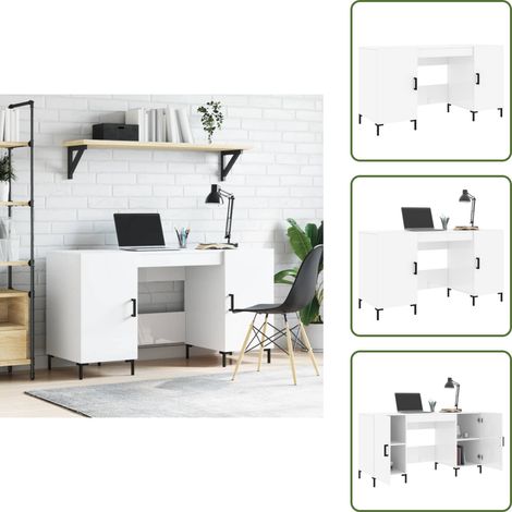 Scrivania in ferro - vidaXL Scrivania Bianco Lucido 140x50x75 cm in Legno Multistrato - Scrivania per ufficio domestico