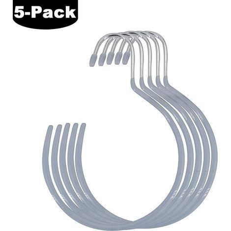 Silver Ring Scarf Hanger, 5 Pieces, Scarf Holder, Round Scarf Hanger, Scarf Support, Closet Hook, Ring Organizer, Ideal for Belts, Ties, Towels (1/5)