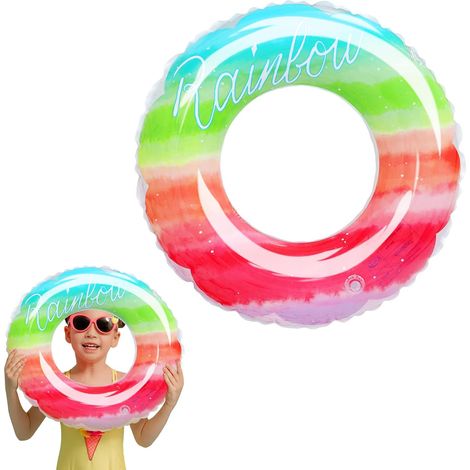 Parts-Inflatable Floating Ring, aufblasbarer Pool-Schwimmring, bunte, langlebige Gummiringe für Kinder, für Jungen, Mädchen, Kinder, Sommer-Poolparty (1/5)
