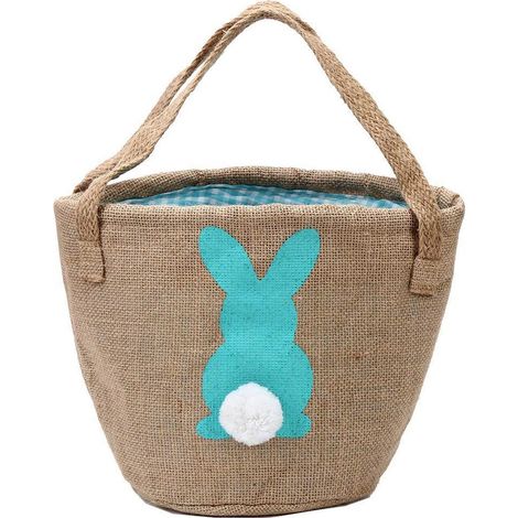 Cesta de Pascua con dos asas, cubos para huevos y una cola esponjosa, ideal para niños, ropa de bebé, dulces, regalos y juguetes. Bolsa de transporte.