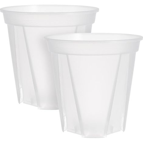 2er-Set Anzuchttöpfe – 24 cm – Transparenter Kunststoff – Mit Abflusslöchern – Für Sukkulenten und Kakteen – Weiß (1/5)