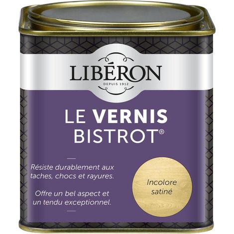 Vernis bistrot® pour meubles et objets LIBERON Incolore satin 0,5L (1/4)