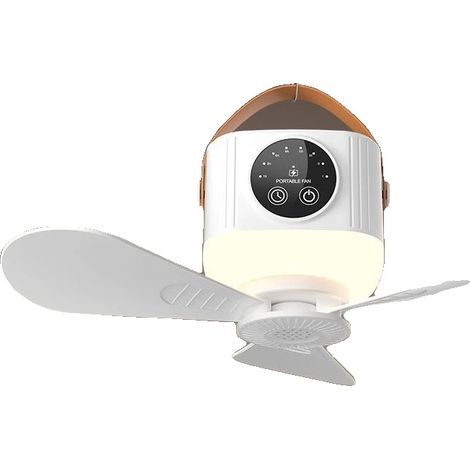 Ventilador de techo portátil, con control remoto, flujo de aire ajustable, color blanco, 3600 mAh. (1/2)