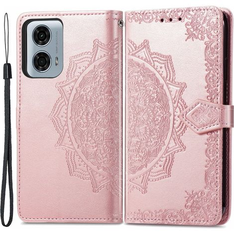 Custodia a libro per Motorola Moto G24 / G24 Power / G04, Mandala, Rosa (1/5)