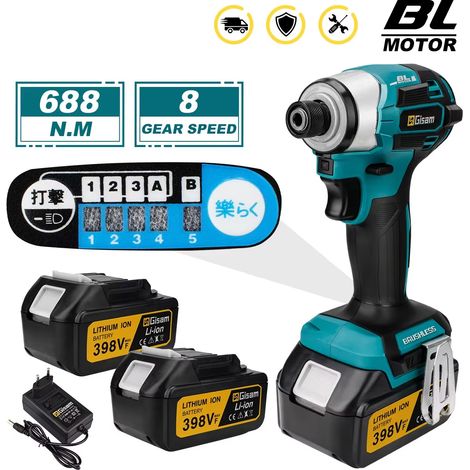 Visseuse à choc Makita 18V brushless 688 N·m sans fil – kit perceuse électrique avec 2 batteries rechargeables (1/5)