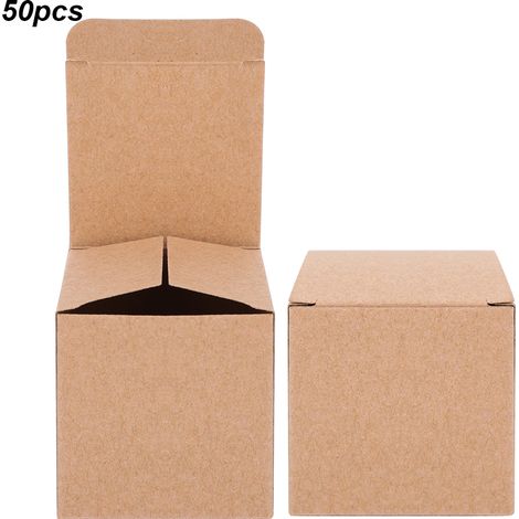 Lot de 50 boîtes en kraft pliables rétro, carton artisanal pour Noël/Mariage (sans corde) (1/5)