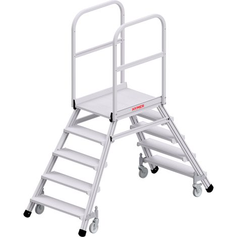 Hymer Podesttreppe fahrbar, beidseitig begehbar, 2x5 Stufen, Standhöhe 1,20 m