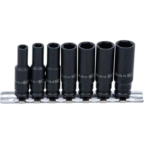 Jeu de Douilles à Choc Longues 6,3 mm (1/4) 6-13 mm - 7 pcs - Acier Résistant - Utilisation Professionnelle - D-Work
