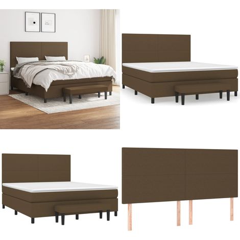 Boxspringbett mit Matratze Dunkelbraun 160x200 cm Stoff - Boxspringbett - Doppelbett - Bettenrahmen - Schlafsystem - Polsterbett - Home & Living