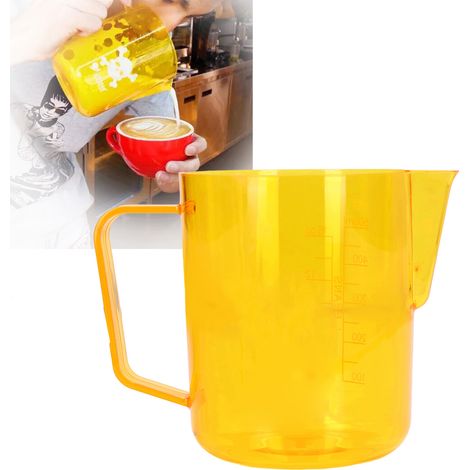600-ml-Latte-Art-Cappuccino-Tasse mit spitzem Ausguss, dickwandiges Latte-Art-Kälber, gelber Latte-Art-Behälter (1/5)